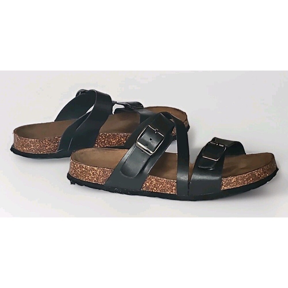 OUTWOODS Bork-56 Black Womens Slide Sandals Size 6-EUC-Comfort & Style